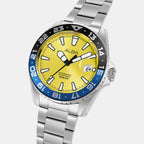 Men Automatic Yellow Dial Analog Stainless Steel Watch AU4075X1