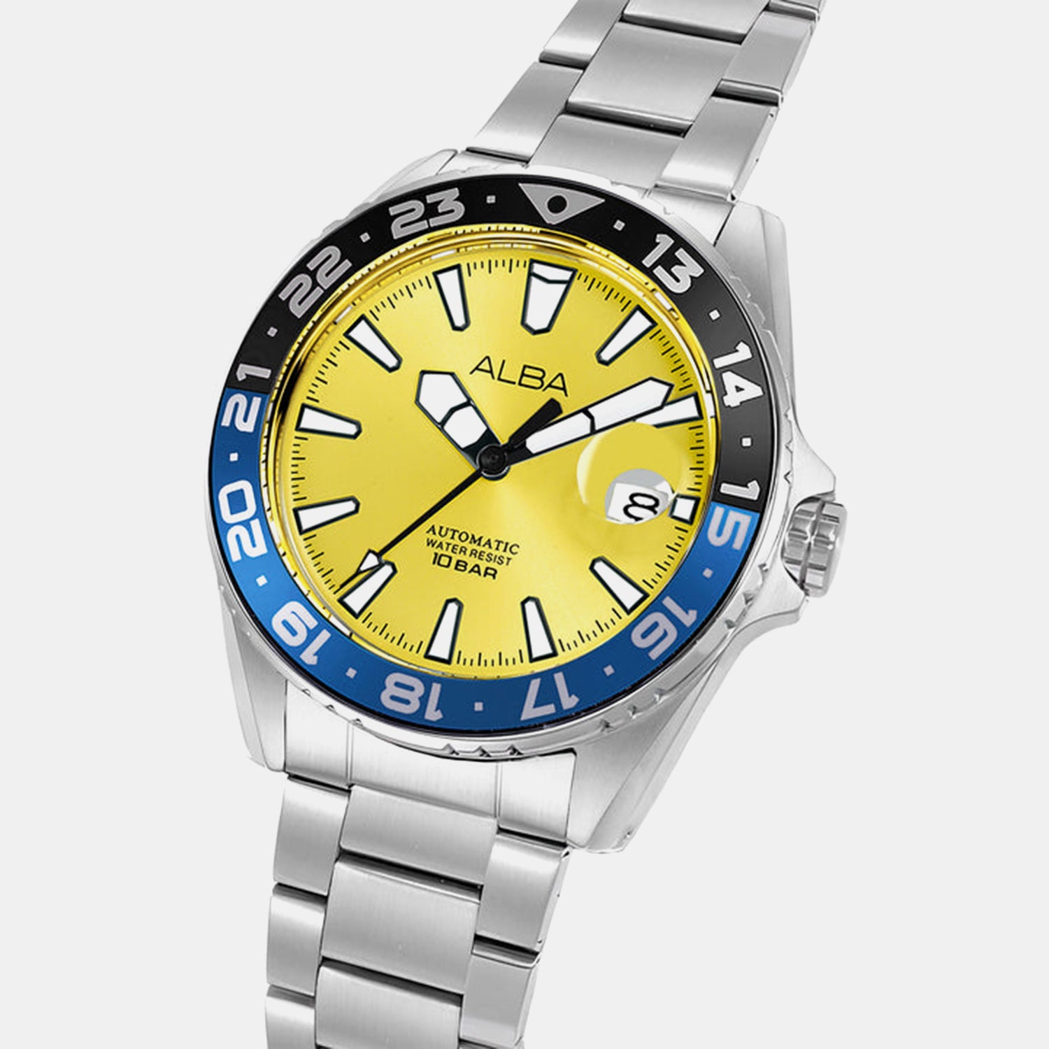 Men Automatic Yellow Dial Analog Stainless Steel Watch AU4075X1