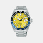 Men Automatic Yellow Dial Analog Stainless Steel Watch AU4075X1