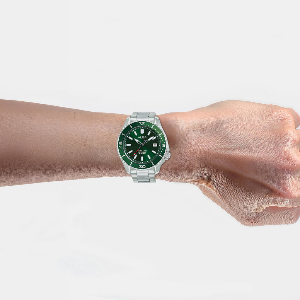 Mechanical Men Automatic Green Dial Analog Stainless Steel Watch AU4087X1