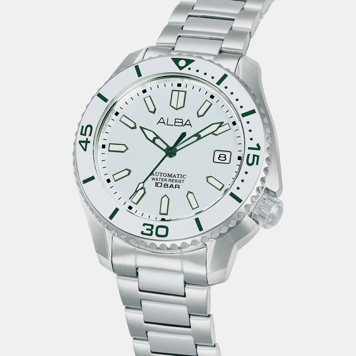 Mechanical Men Automatic White Dial Analog Stainless Steel Watch AU4093X1