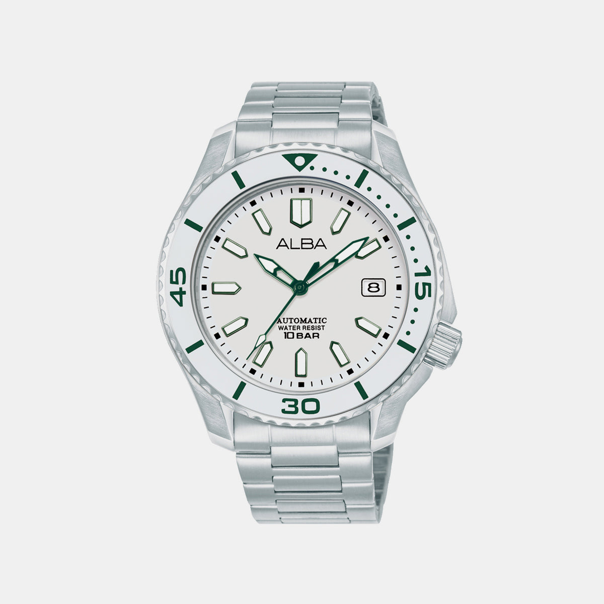 Mechanical Men Automatic White Dial Analog Stainless Steel Watch AU4093X1