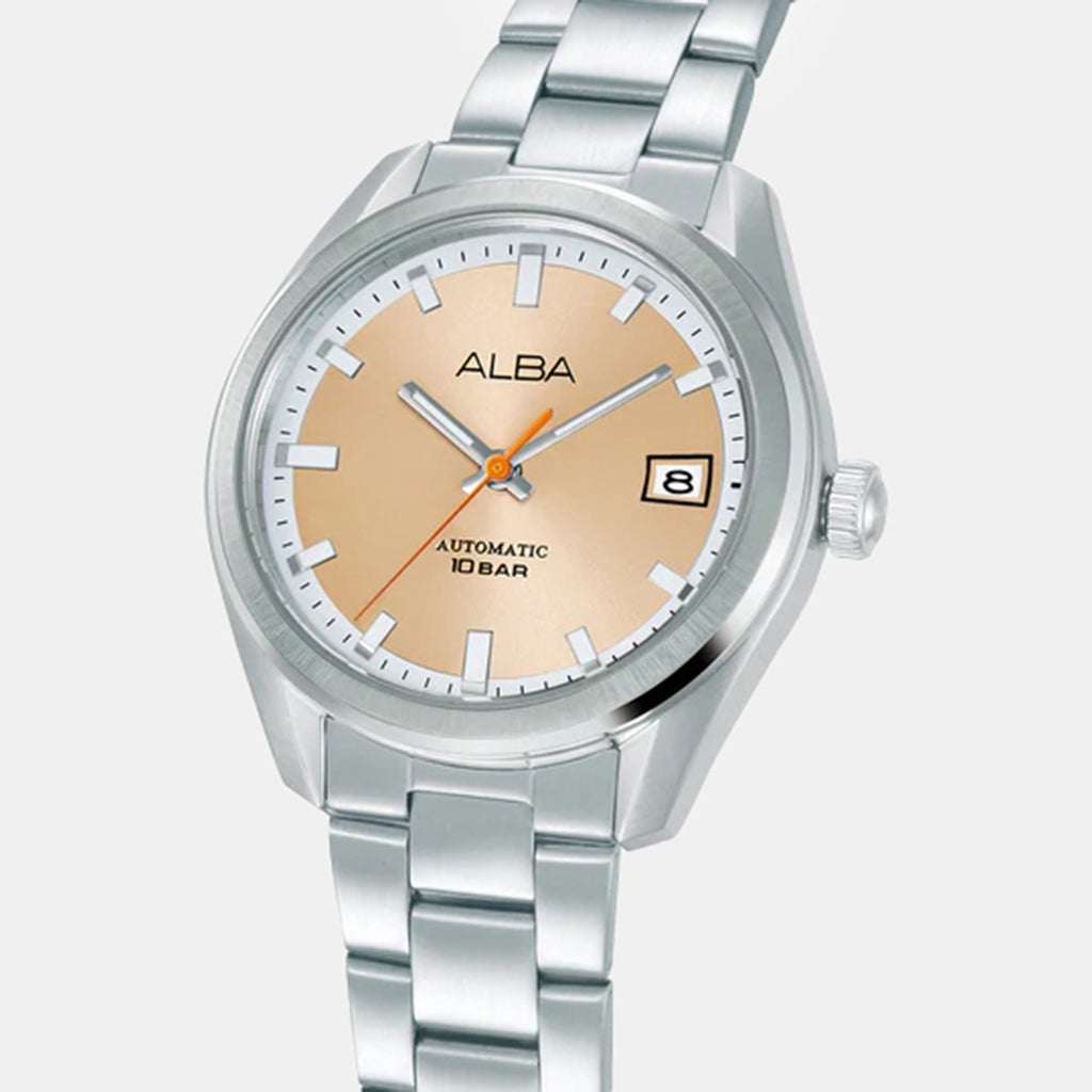Classic Men Automatic Orange Dial Analog Stainless Steel Watch AU4103X1