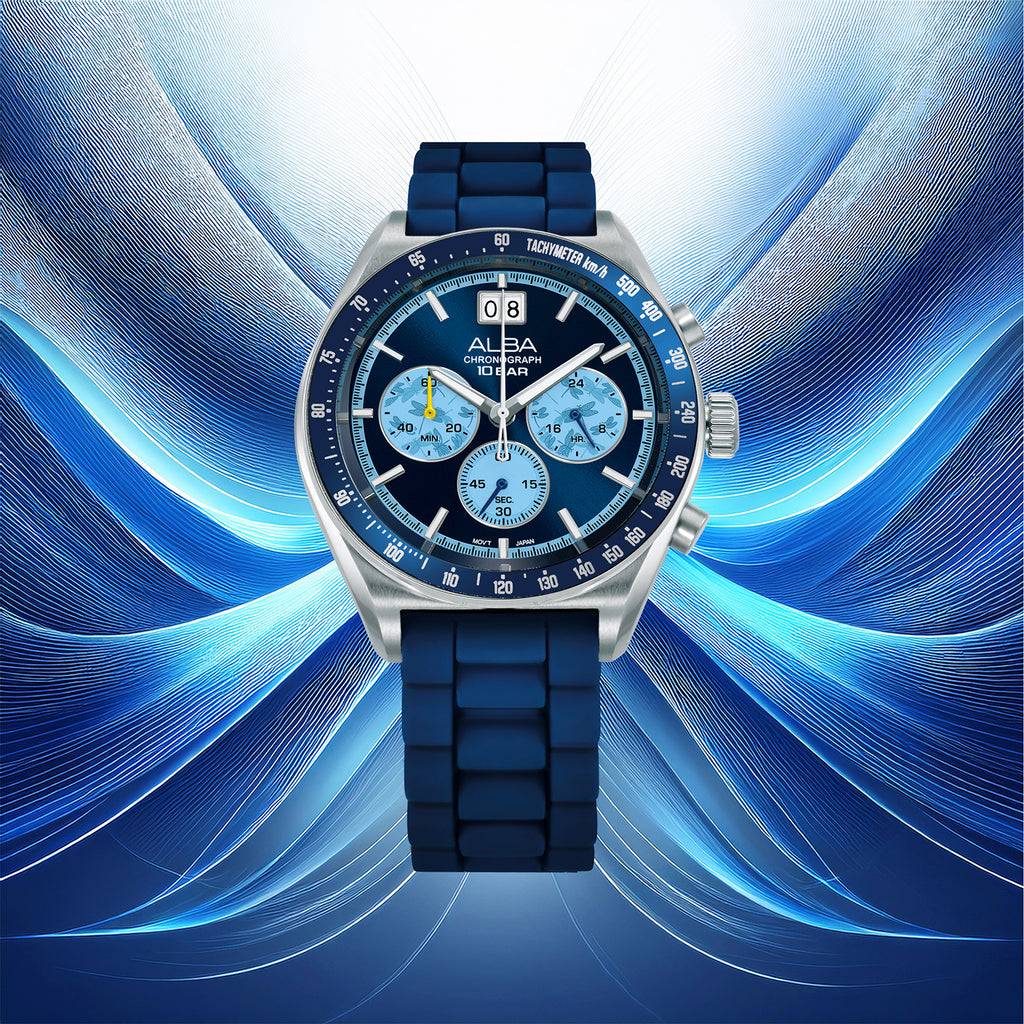 Men Quartz Blue Dial Chronograph Stainless Steel Watch AU5023X2