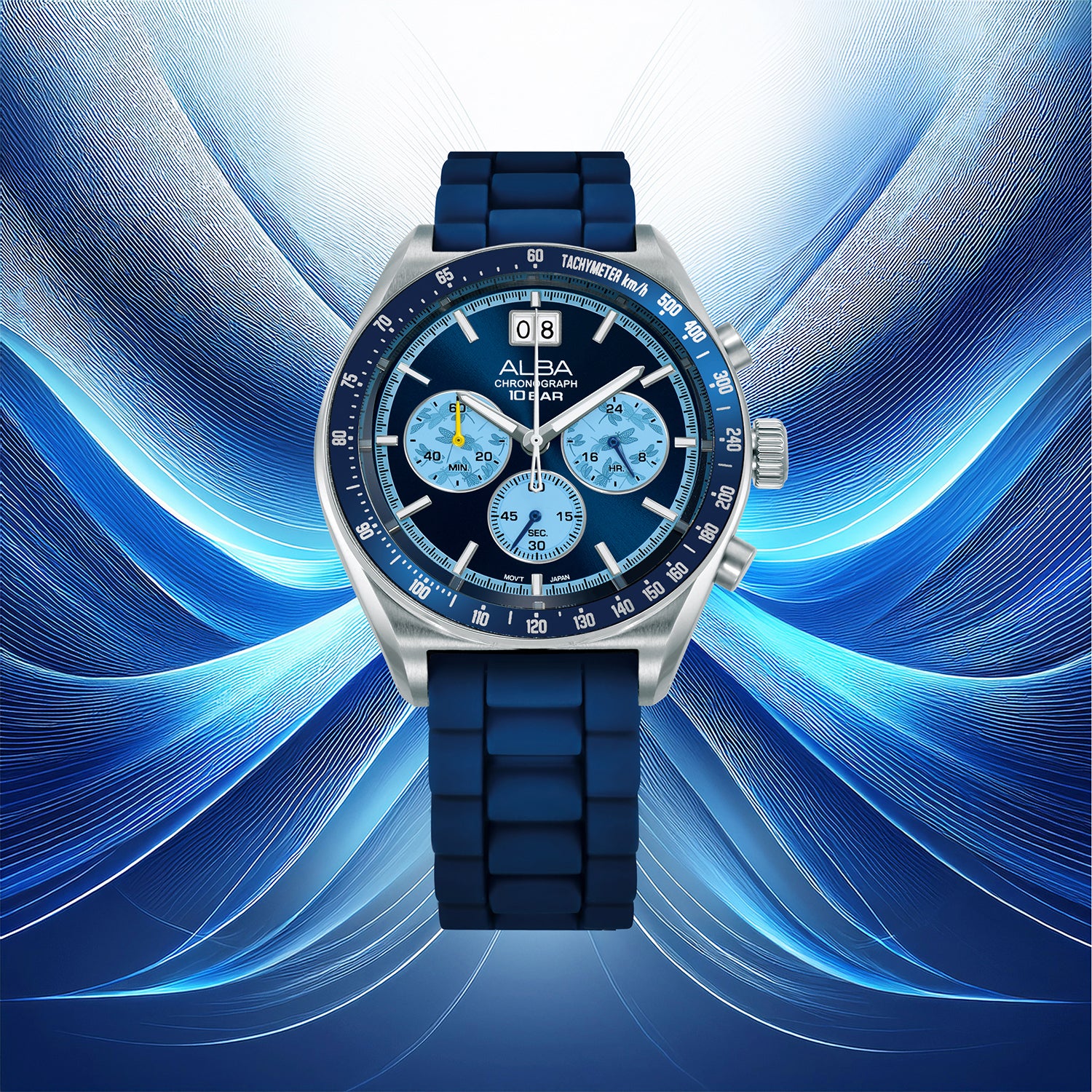 Men Quartz Blue Dial Chronograph Stainless Steel Watch AU5023X2
