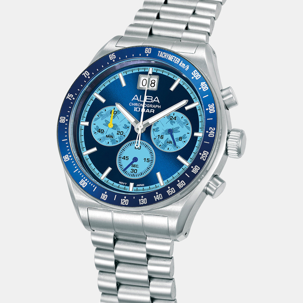 Men Quartz Blue Dial Chronograph Stainless Steel Watch AU5023X2