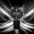 Men Quartz Black Dial Chronograph Stainless Steel Watch AU5025X2