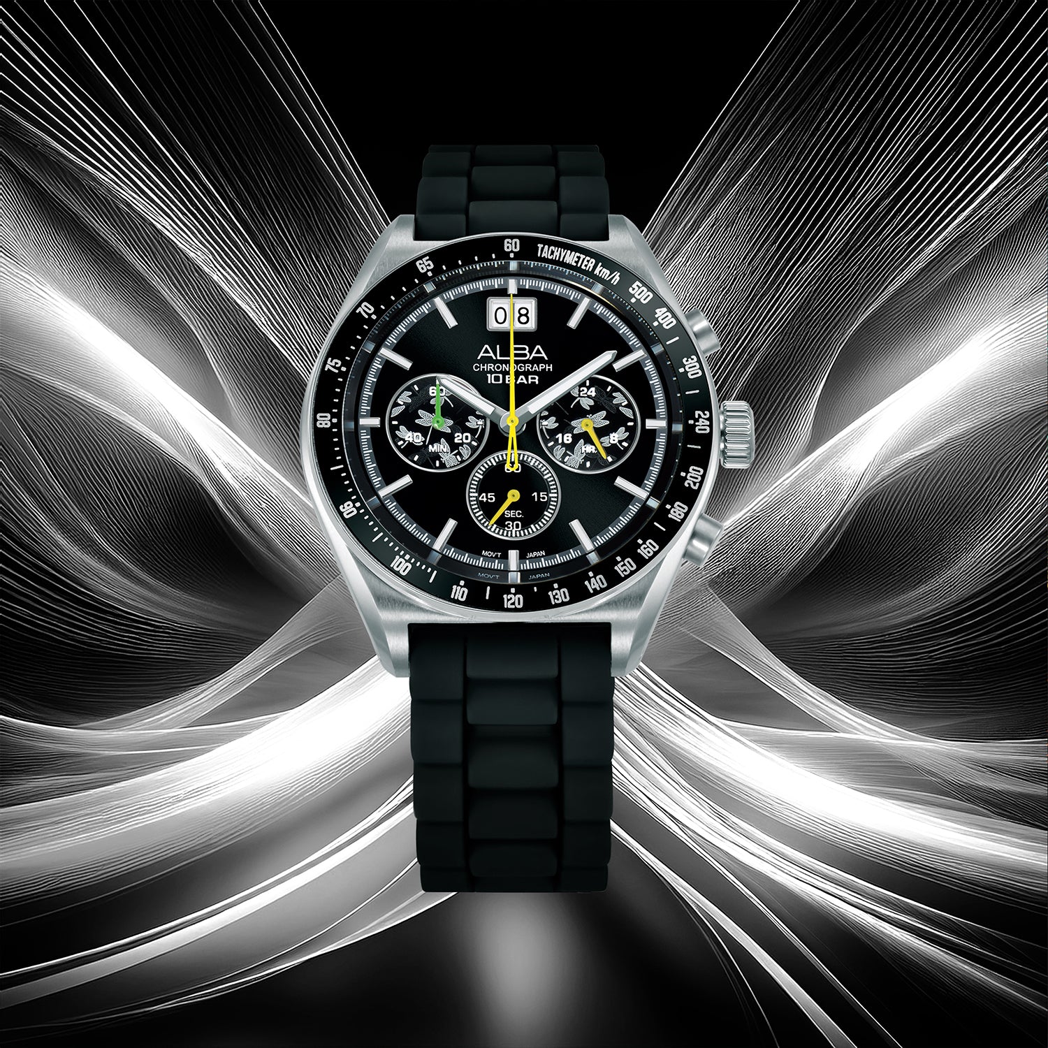 Men Quartz Black Dial Chronograph Stainless Steel Watch AU5025X2