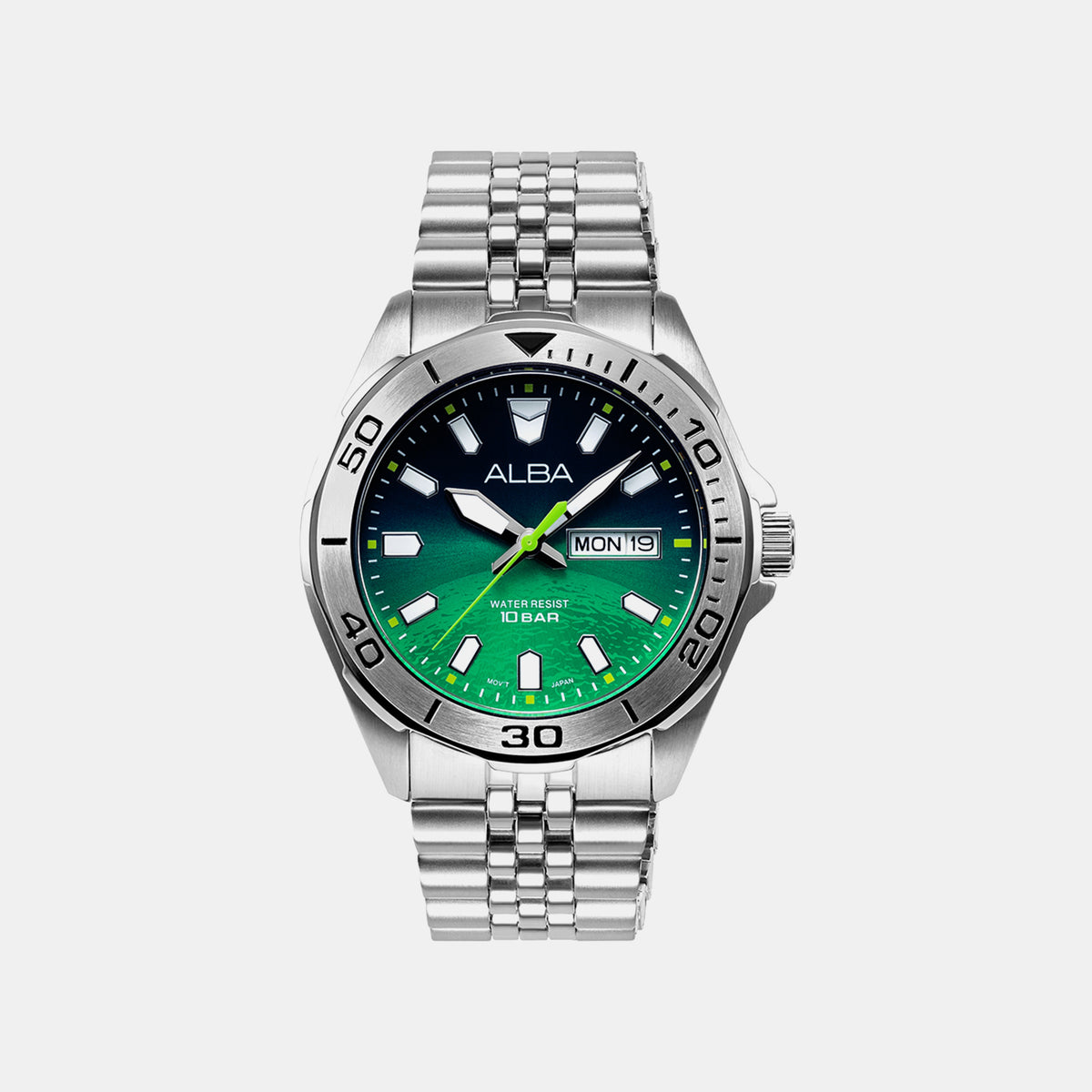 Active Men Quartz Green Dial Analog Stainless Steel Watch AV3579X1
