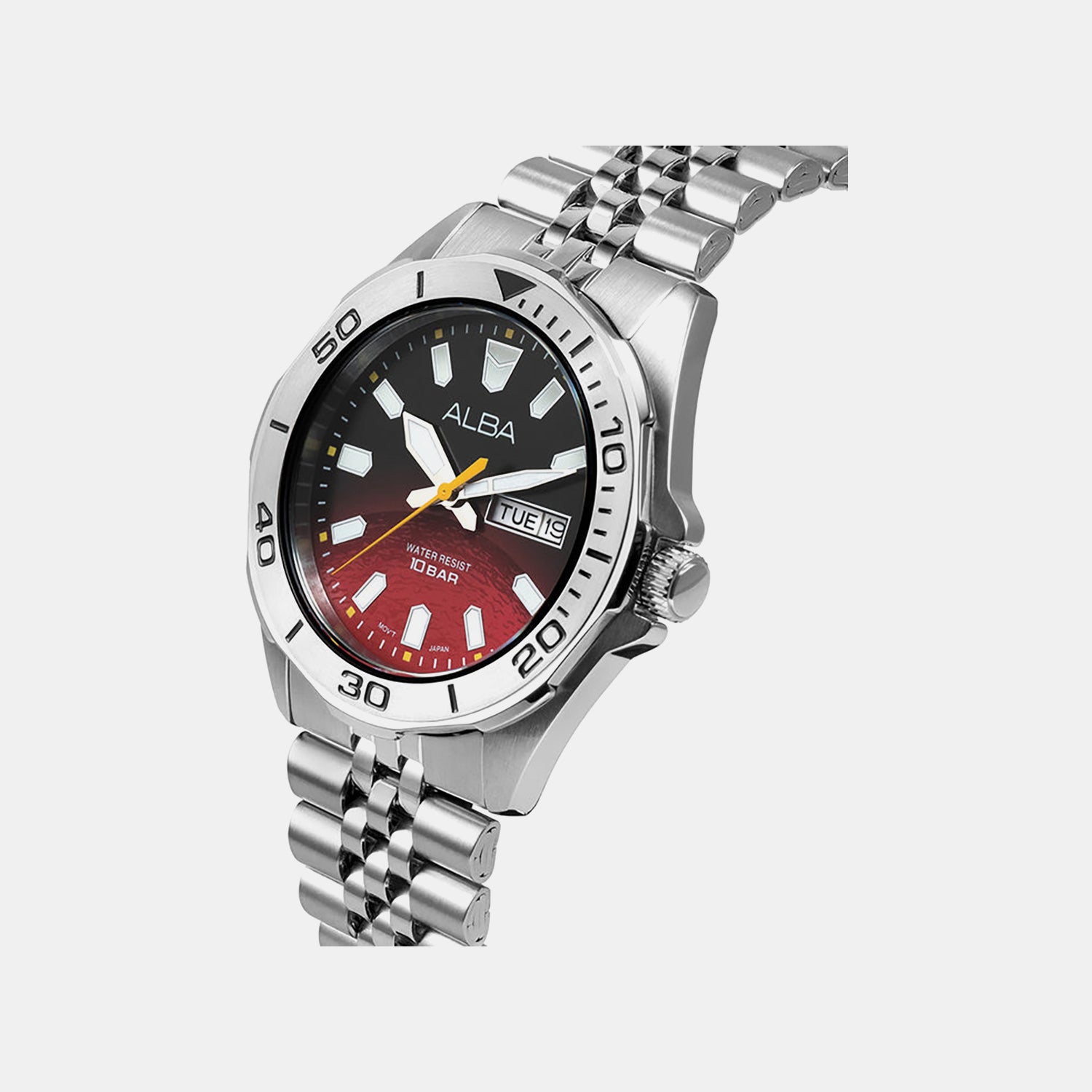 Men Quartz Red Gradient Dial Analog Stainless Steel Watch AV3581X1