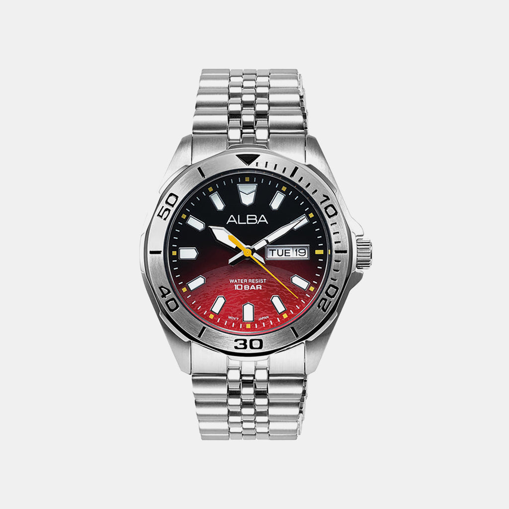 Men Quartz Red Dial Analog Stainless Steel Watch AV3581X1