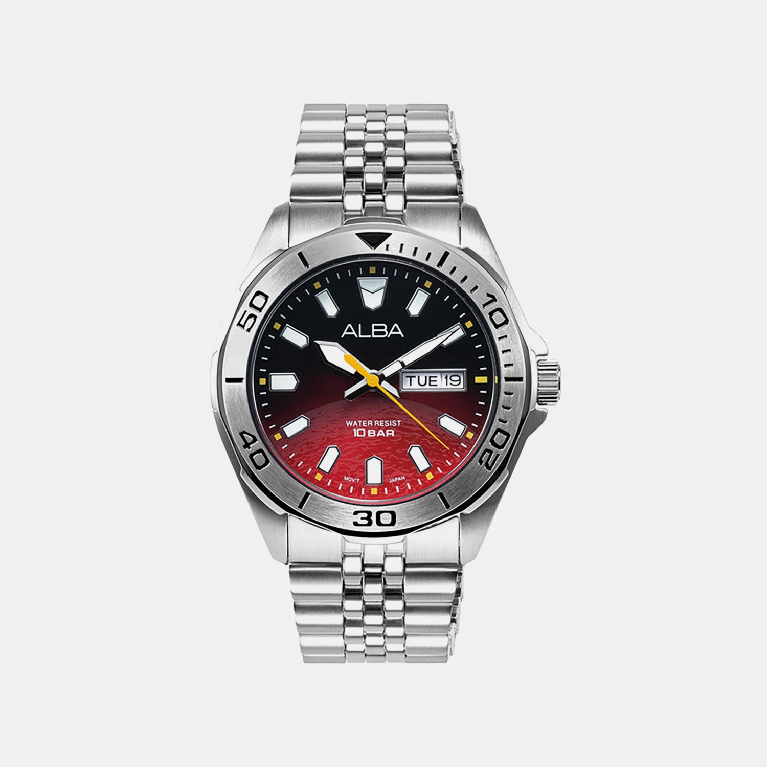 Men Quartz Red Gradient Dial Analog Stainless Steel Watch AV3581X1