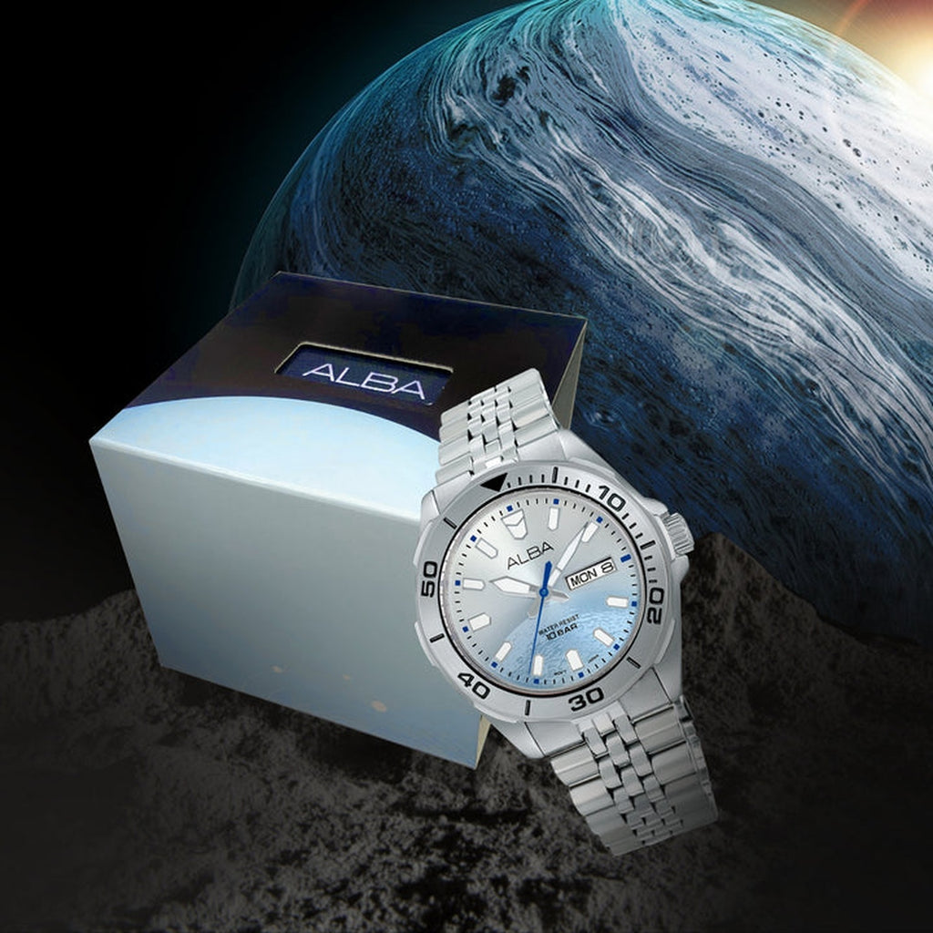 Men Quartz Blue Dial Analog Stainless Steel Watch AV3587X1