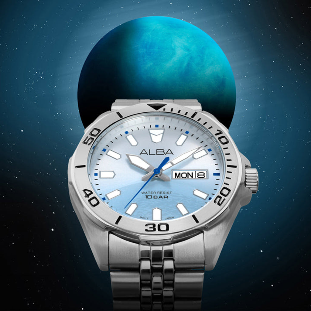 Men Quartz Blue Dial Analog Stainless Steel Watch AV3587X1