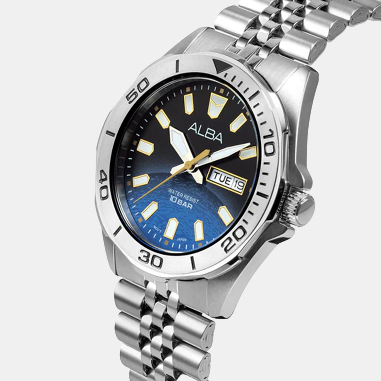Planet Neptune Men Quartz Blue Dial Analog Stainless Steel Watch AV3589X1