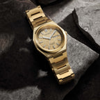 Zenshin Men Quartz Eco-Drive Gold Dial Analog Titanium Watch AW0132-55P