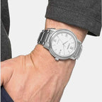 Men Quartz White Dial Analog Stainless Steel Watch AW1670-82A