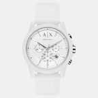 Men Quartz White Dial Chronograph Silicone Watch AX1325