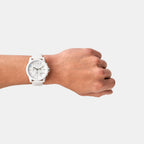 Men Quartz White Dial Chronograph Silicone Watch AX1325