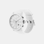 Men Quartz White Dial Chronograph Silicone Watch AX1325