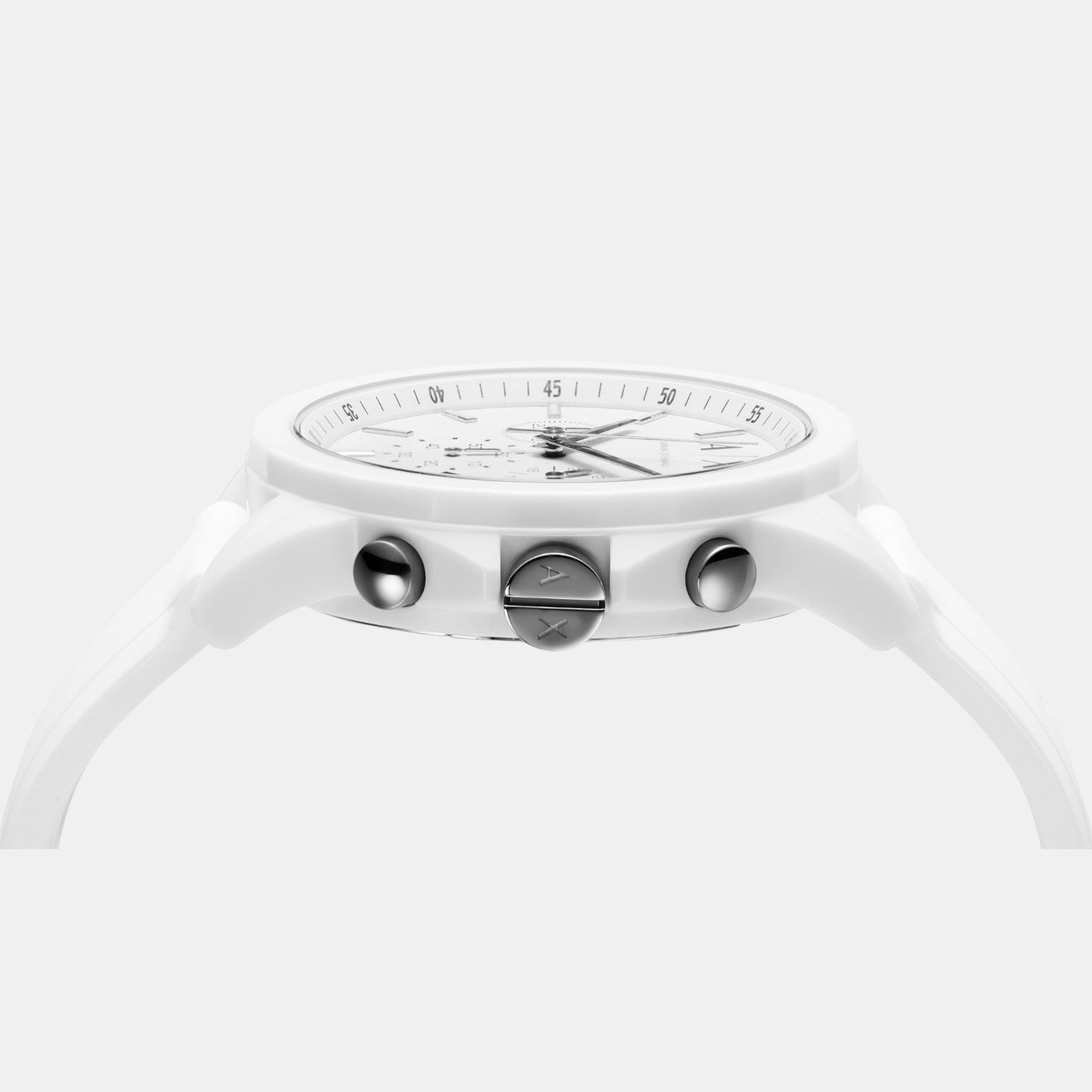 Armani Exchange Men Quartz White Dial Chronograph Silicone Watch