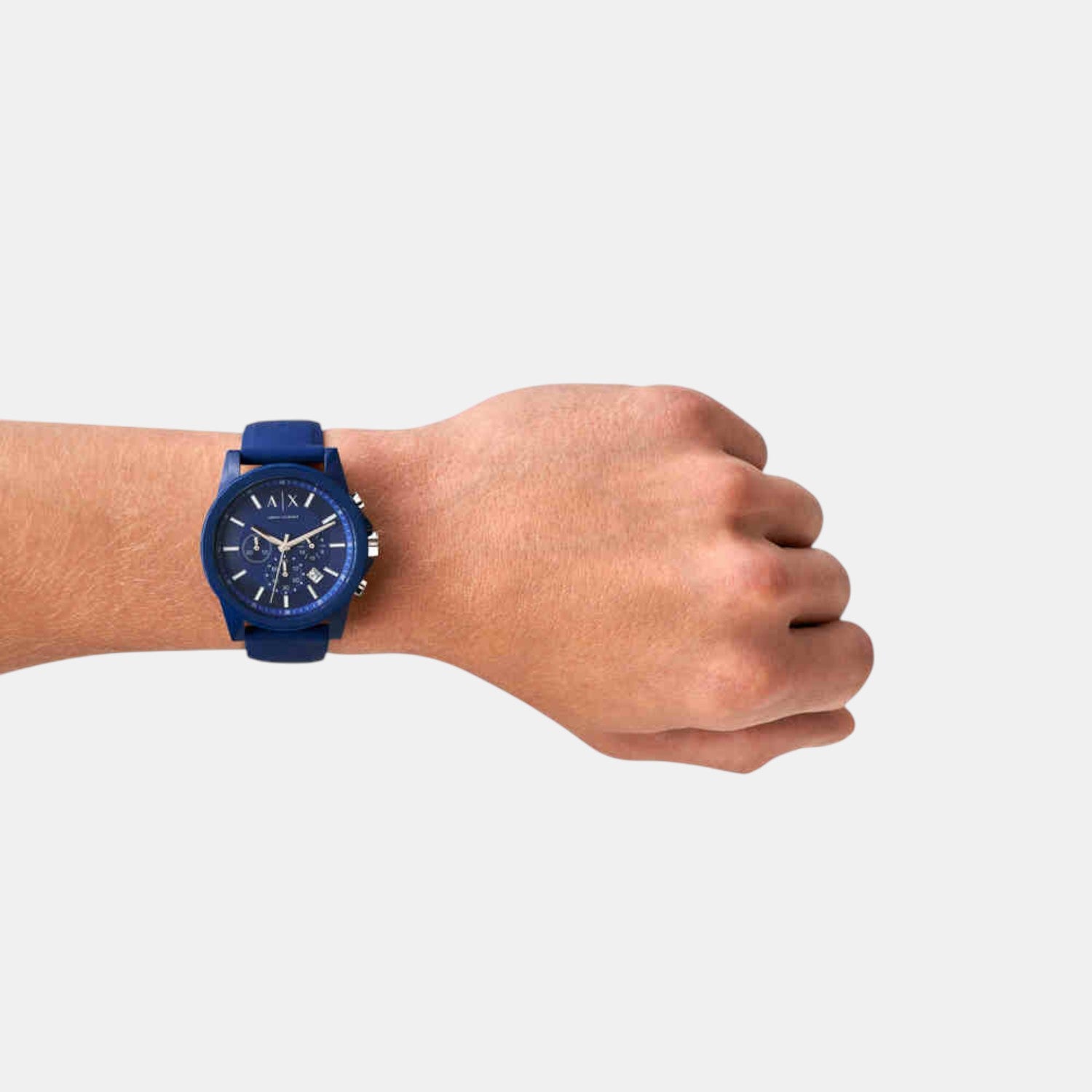 Men Quartz Blue Dial Chronograph Silicone Watch AX1327