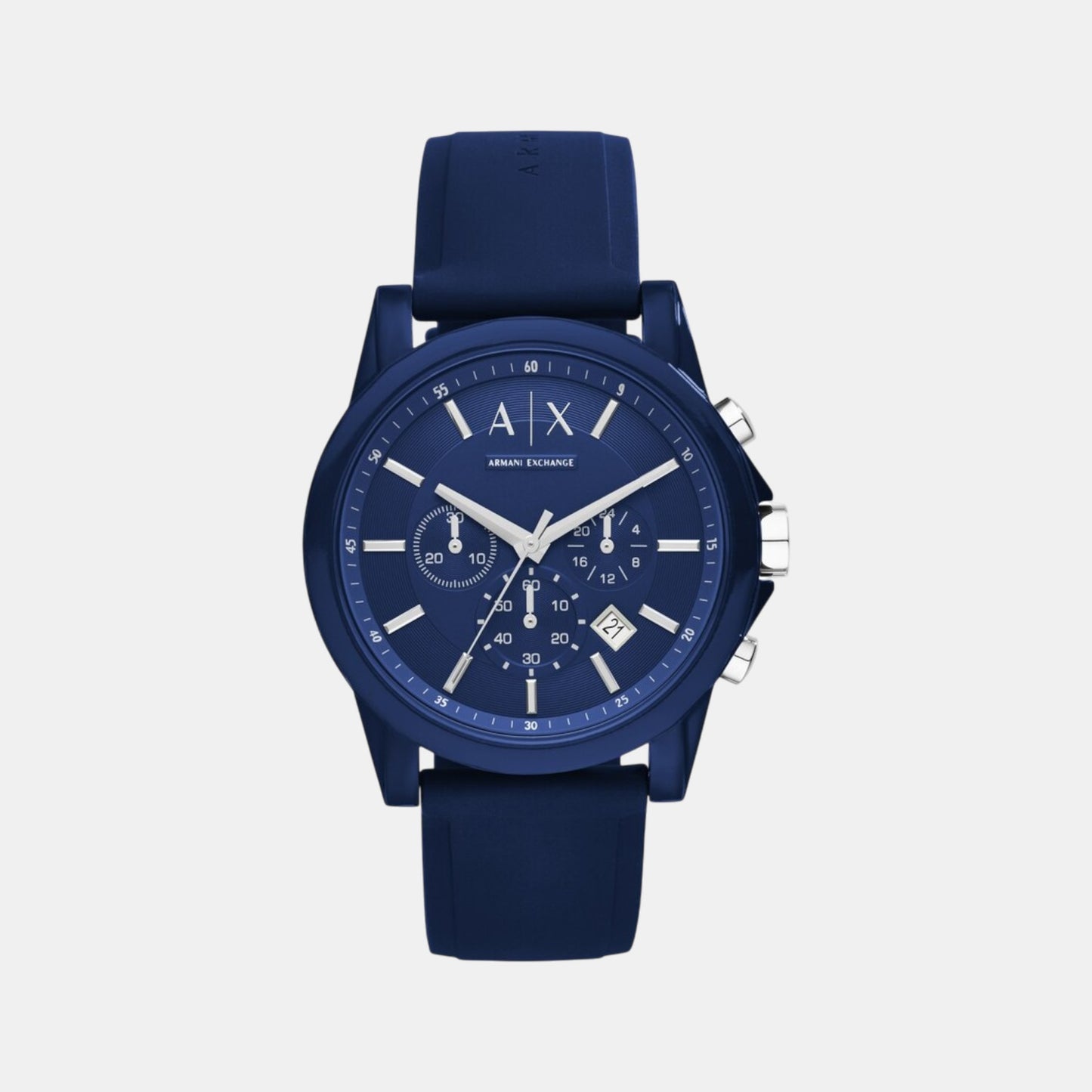 Men Quartz Blue Dial Chronograph Silicone Watch AX1327