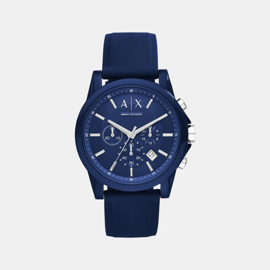 Men Quartz Blue Dial Chronograph Silicone Watch AX1327