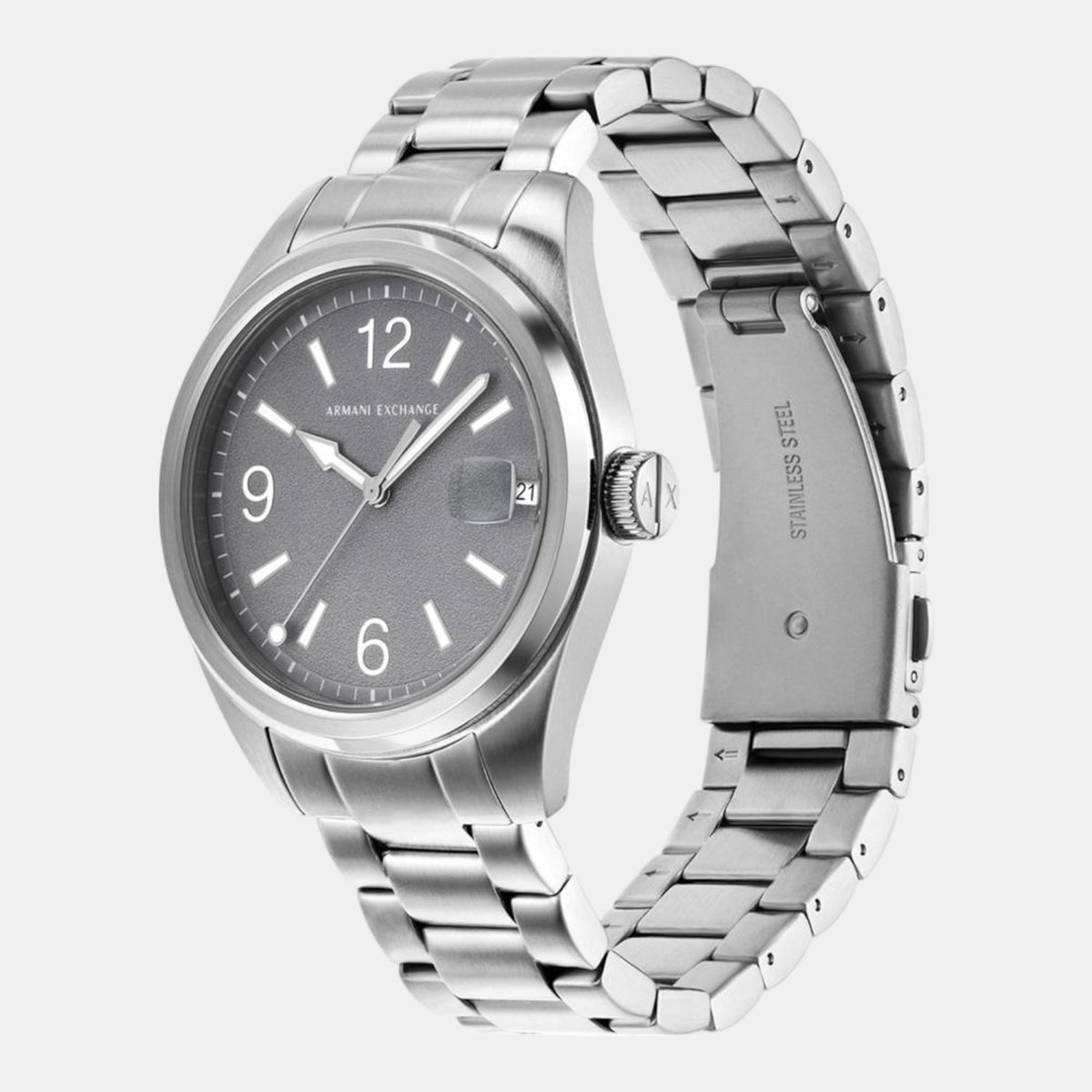 Men Quartz Grey Dial Analog Stainless Steel Watch AX1420