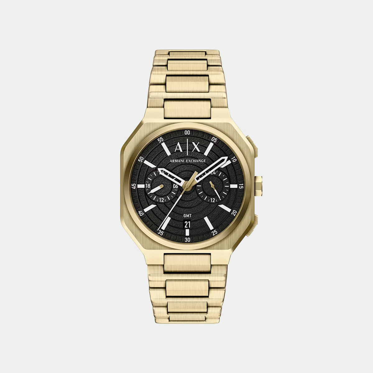 Men Quartz Black Dial Chronograph Stainless Steel Watch AX1476
