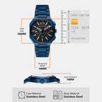 Men Quartz Black Dial Chronograph Stainless Steel Watch AX1477