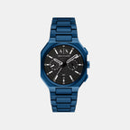 Men Quartz Black Dial Chronograph Stainless Steel Watch AX1477