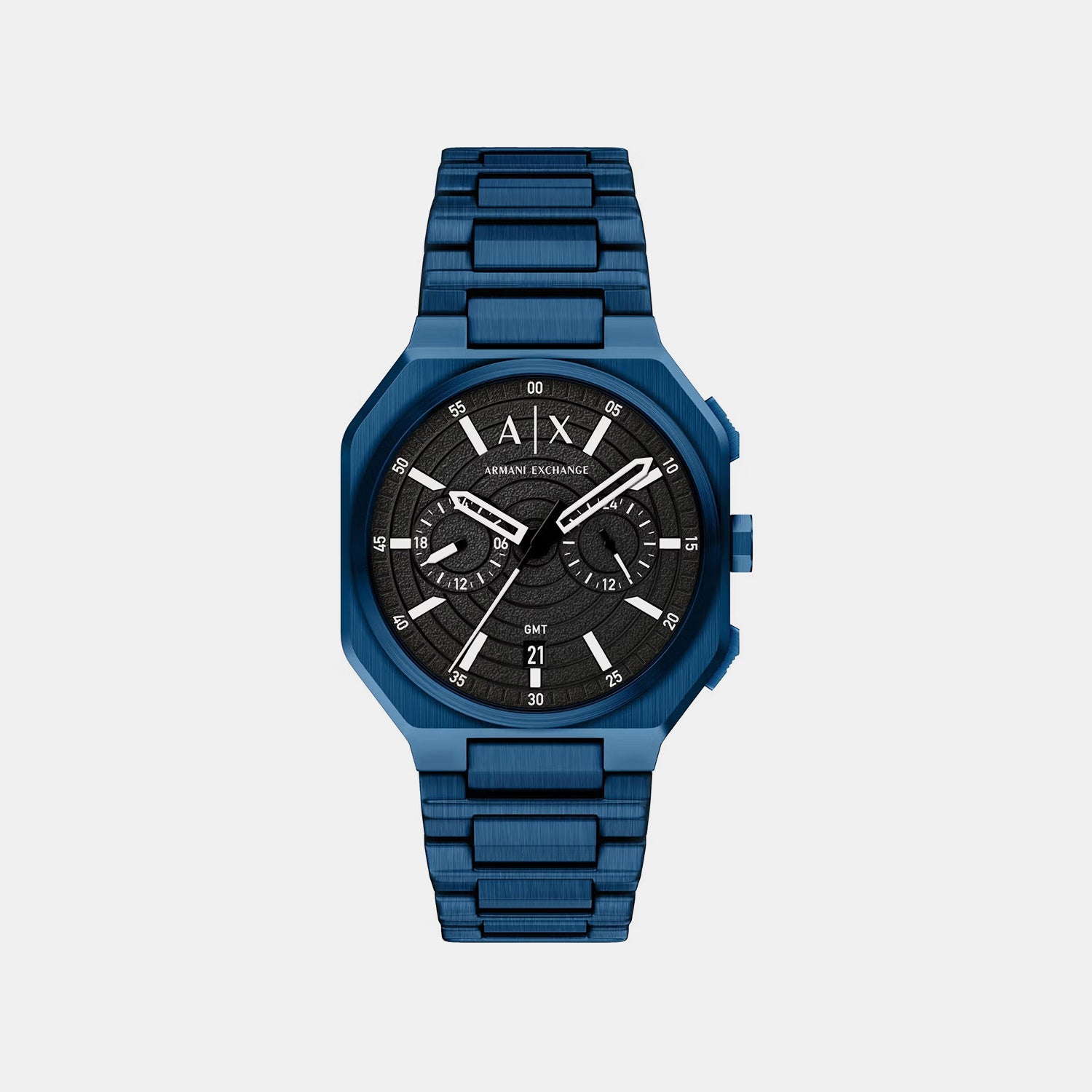 Men Quartz Black Dial Chronograph Stainless Steel Watch AX1477