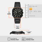 Men Quartz Black Dial Chronograph Stainless Steel Watch AX1478