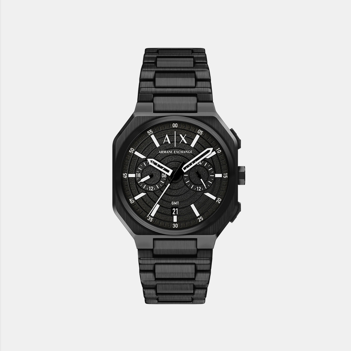 Men Quartz Black Dial Chronograph Stainless Steel Watch AX1478