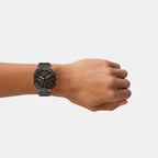 Men Quartz Black Dial Chronograph Stainless Steel Watch AX1479