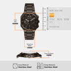 Men Quartz Black Dial Chronograph Stainless Steel Watch AX1479