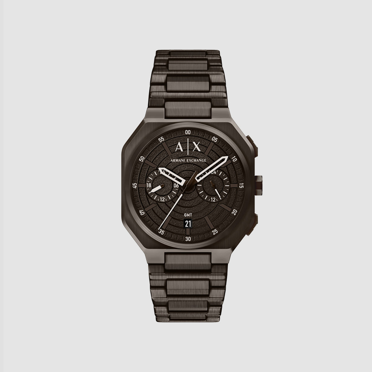 Men Quartz Black Dial Chronograph Stainless Steel Watch AX1479