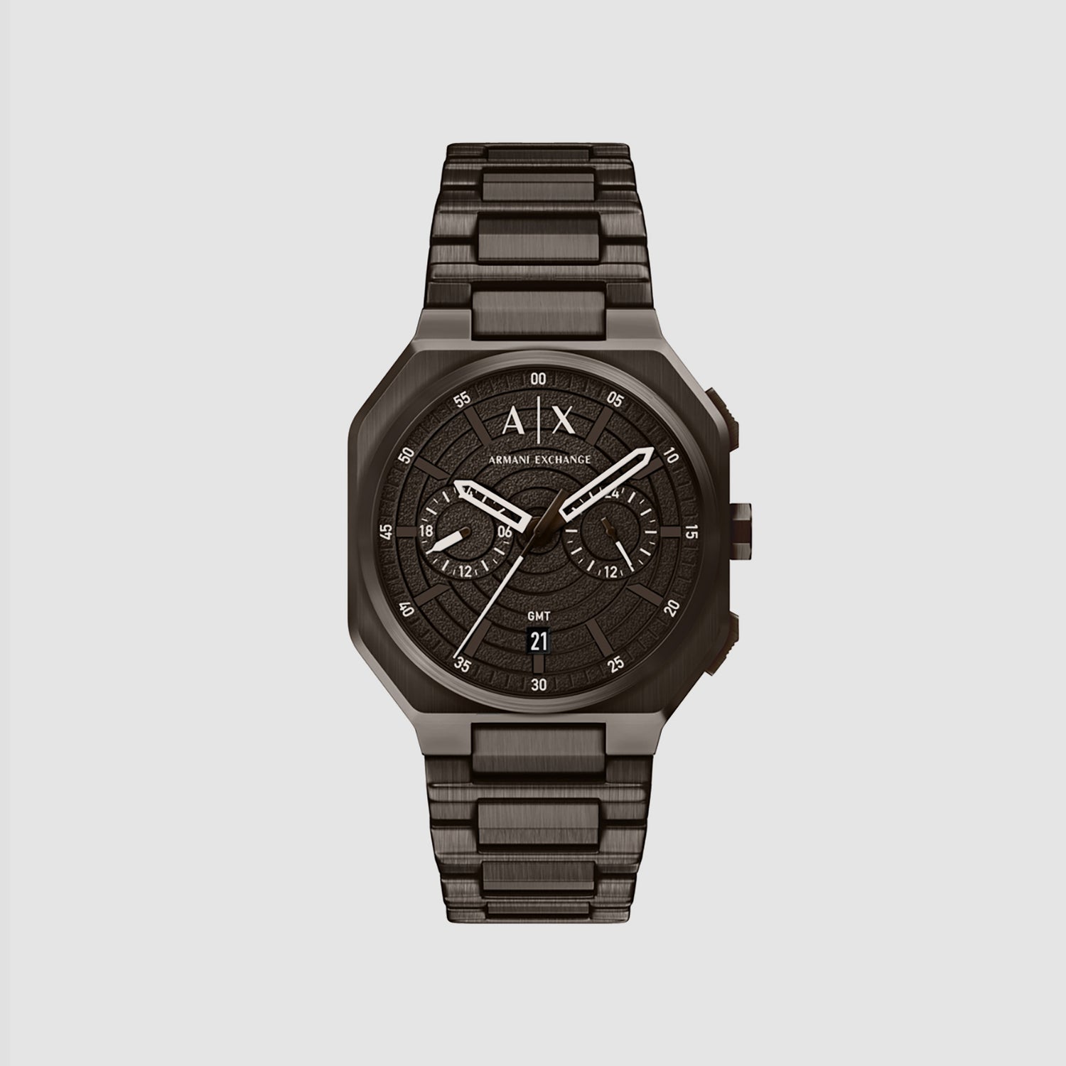 Men Quartz Black Dial Chronograph Stainless Steel Watch AX1479