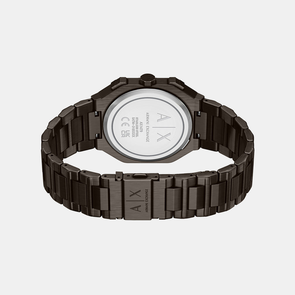 Men Quartz Black Dial Chronograph Stainless Steel Watch AX1479