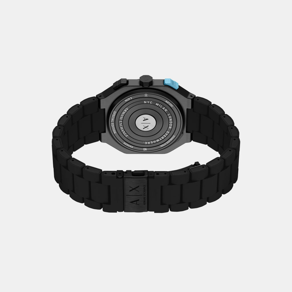 Men Quartz Black Dial Chronograph Stainless Steel Watch AX1480