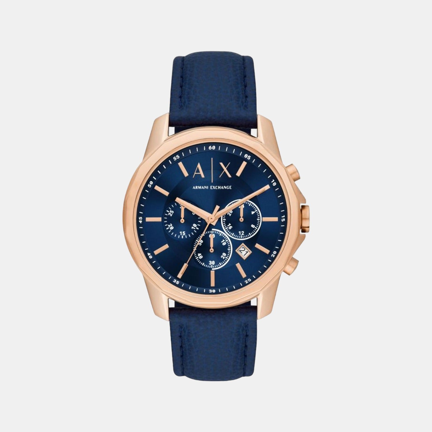 Banks Men Quartz Blue Dial Chronograph Leather Watch AX1723