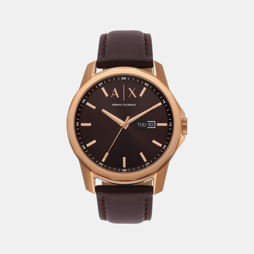 Banks Men Quartz Brown Dial Analog Leather Watch AX1740