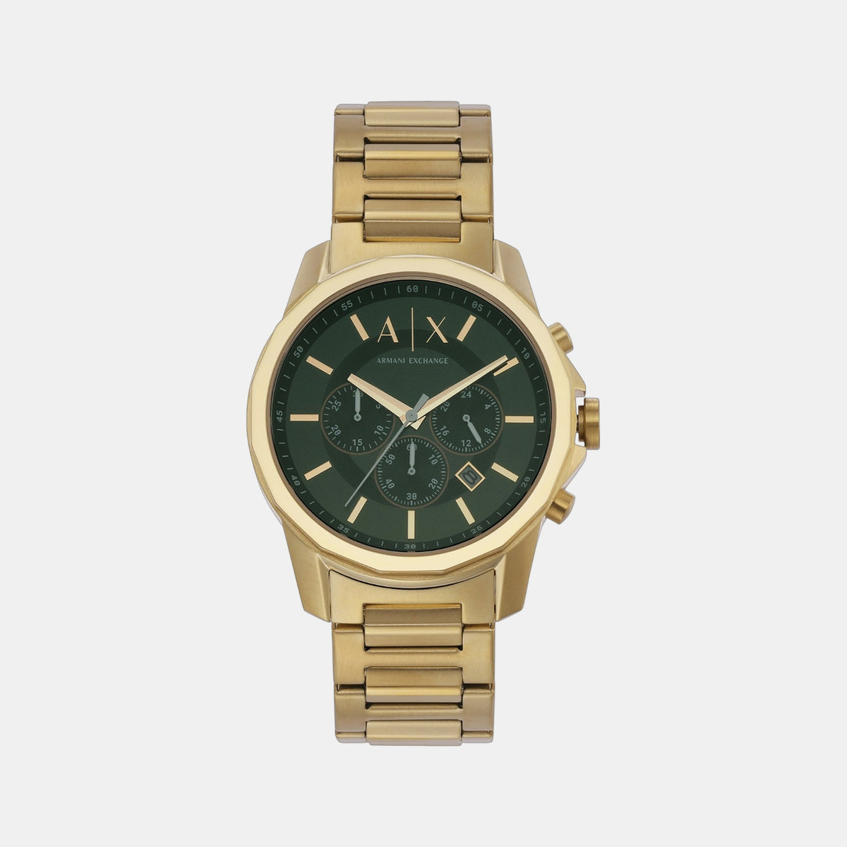 Banks Men Quartz Green Dial Chronograph Stainless Steel Watch AX1746