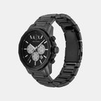 Na Men Quartz Black Dial Chronograph Stainless Steel Watch AX1765