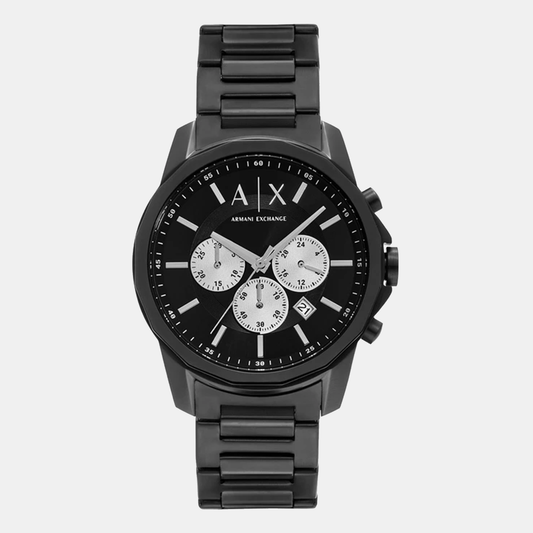 Men Quartz Black Dial Chronograph Stainless Steel Watch AX1765