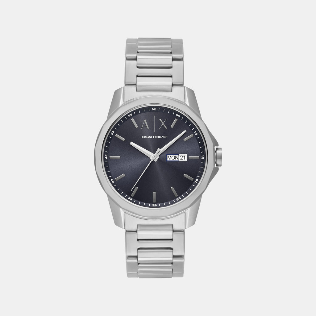 Men Quartz Blue Dial Analog Stainless Steel Watch AX1767