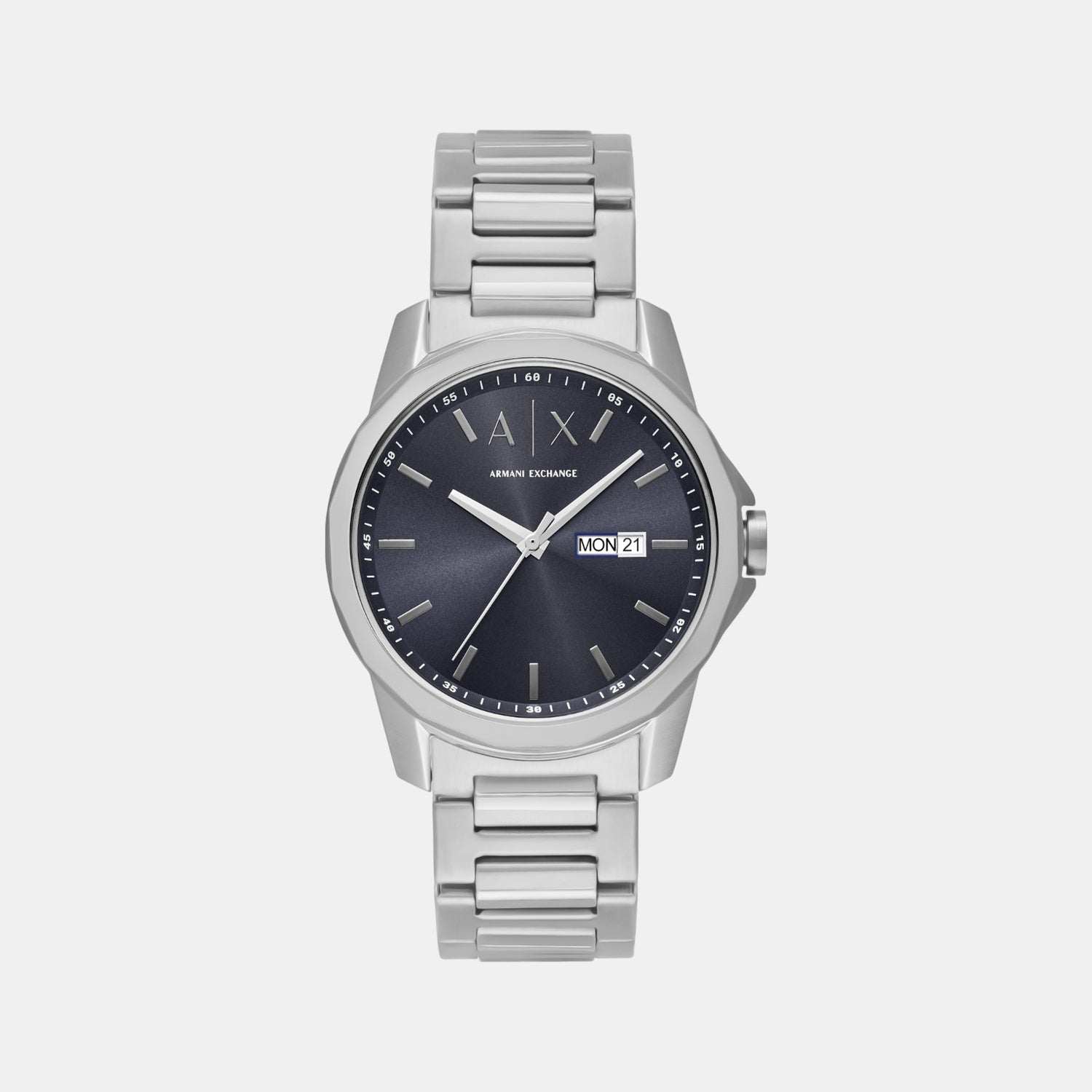 Men Quartz Blue Dial Analog Stainless Steel Watch AX1767