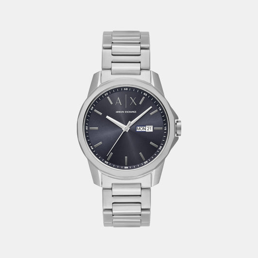 Men Quartz Blue Dial Analog Stainless Steel Watch AX1767