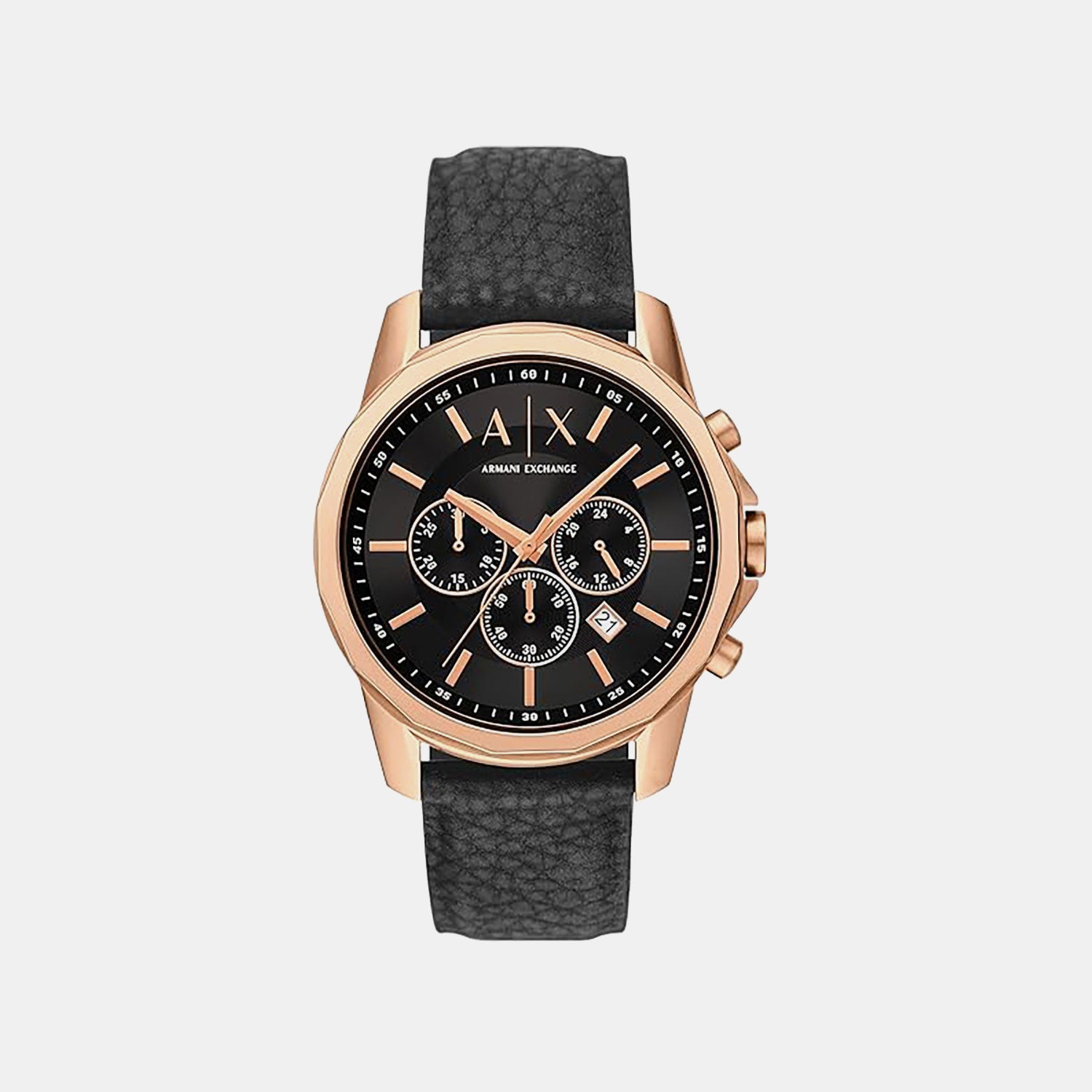 Men Quartz Black Dial Chronograph Rubber Watch AX1769